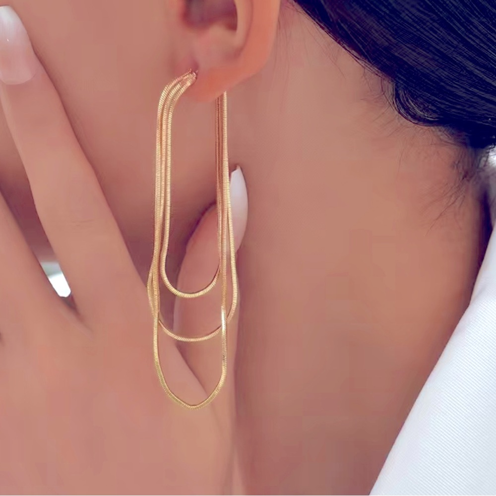 Rose gold Anthropologie multilayer chain earrings
